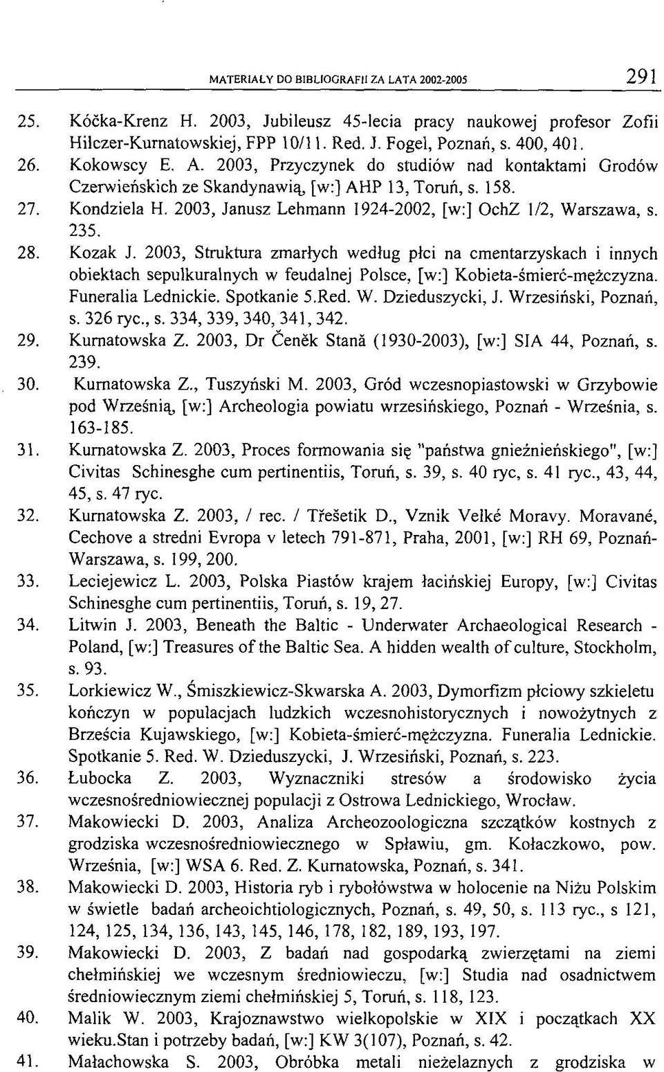 235. 28. Kozak J. 2003, Struktura zmarłych według płci na cmentarzyskach i innych obiektach sepulkuralnych w feudalnej Polsce, [w:] Kobieta-śmierć-mężczyzna. Funeralia Lednickie. Spotkanie 5.Red. W.