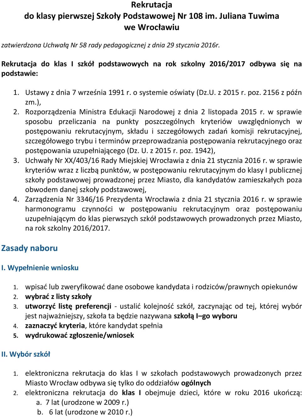 Rozporządzenia Ministra Edukacji Narodowej z dnia 2 listopada 2015 r.