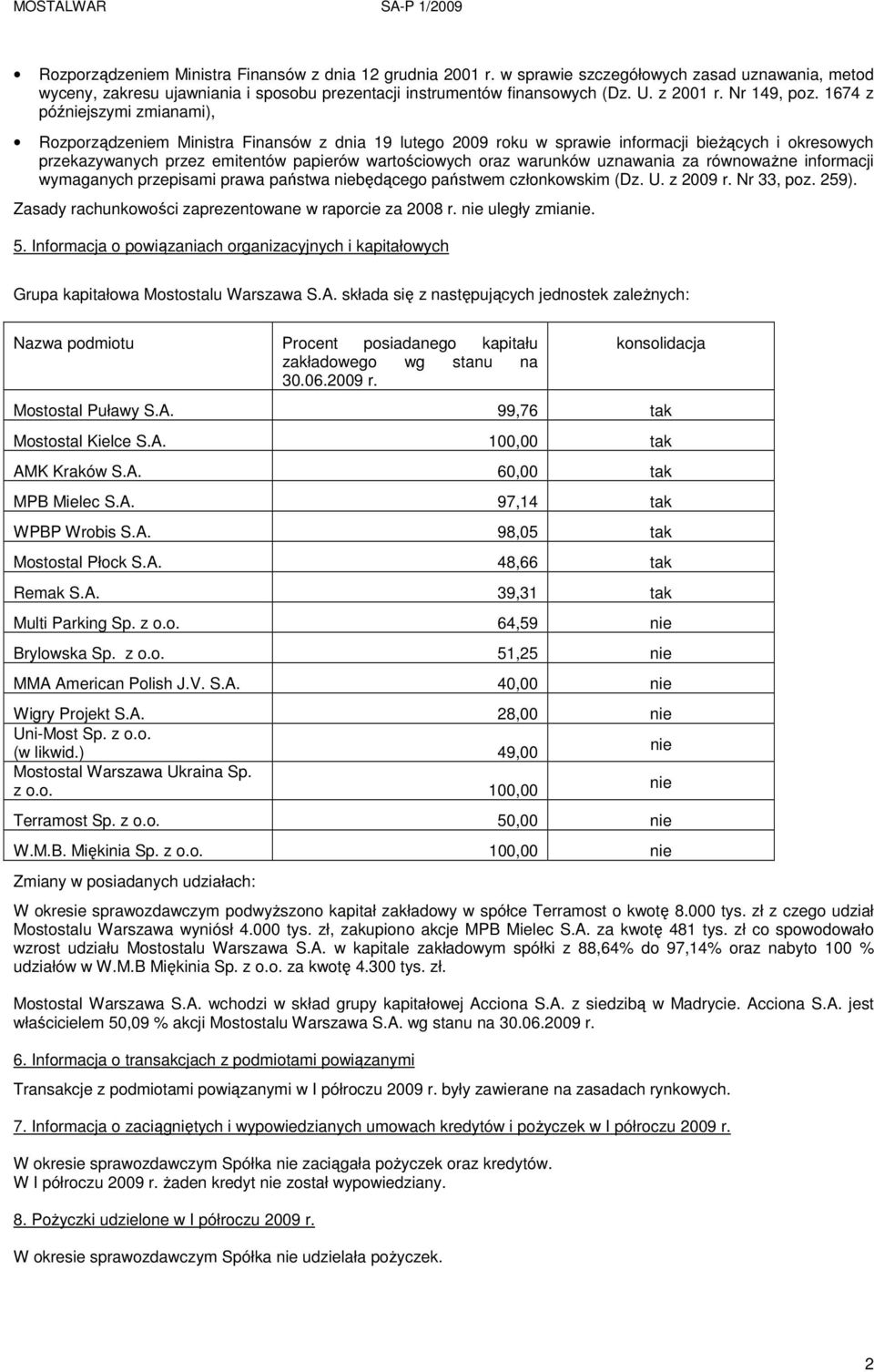 1674 z późniejszymi zmianami), Rozporządzeniem Ministra Finansów z dnia 19 lutego 2009 roku w sprawie informacji bieŝących i okresowych przekazywanych przez emitentów papierów wartościowych oraz
