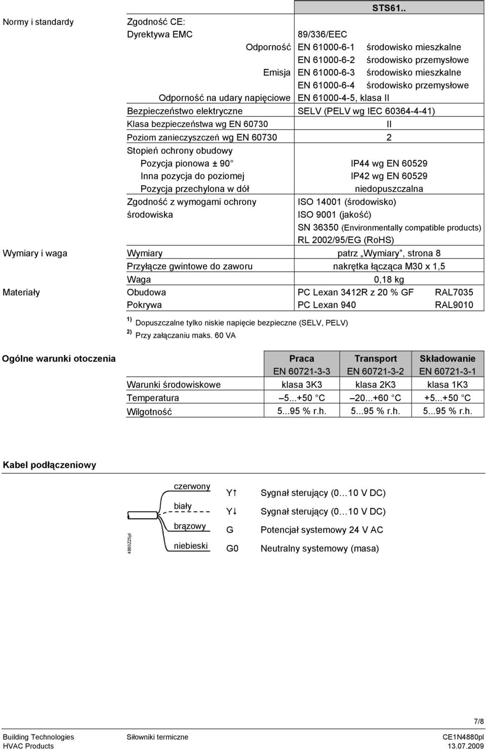 Odporność na udary napięciowe EN 61000-4-5, klasa II Bezpieczeństwo elektryczne SELV (PELV wg IEC 60364-4-41) Klasa bezpieczeństwa wg EN 60730 II Poziom zanieczyszczeń wg EN 60730 2 Stopień ochrony