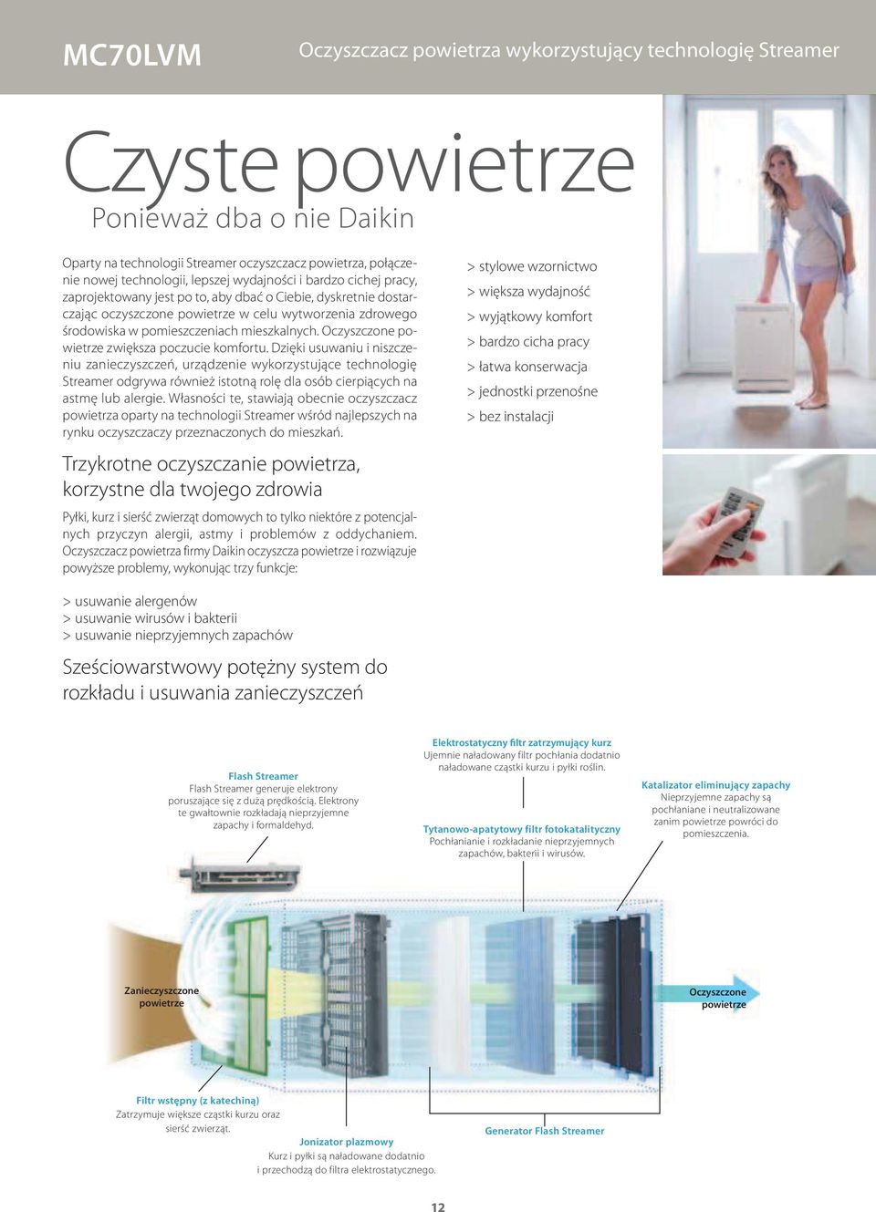 mieszkalnych. Oczyszczone powietrze zwiększa poczucie komfortu.