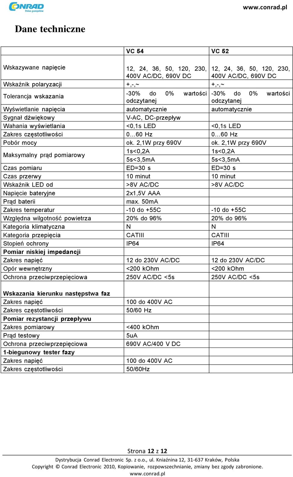 częstotliwości 0 60 Hz 0 60 Hz Pobór mocy ok. 2,1W przy 690V ok.