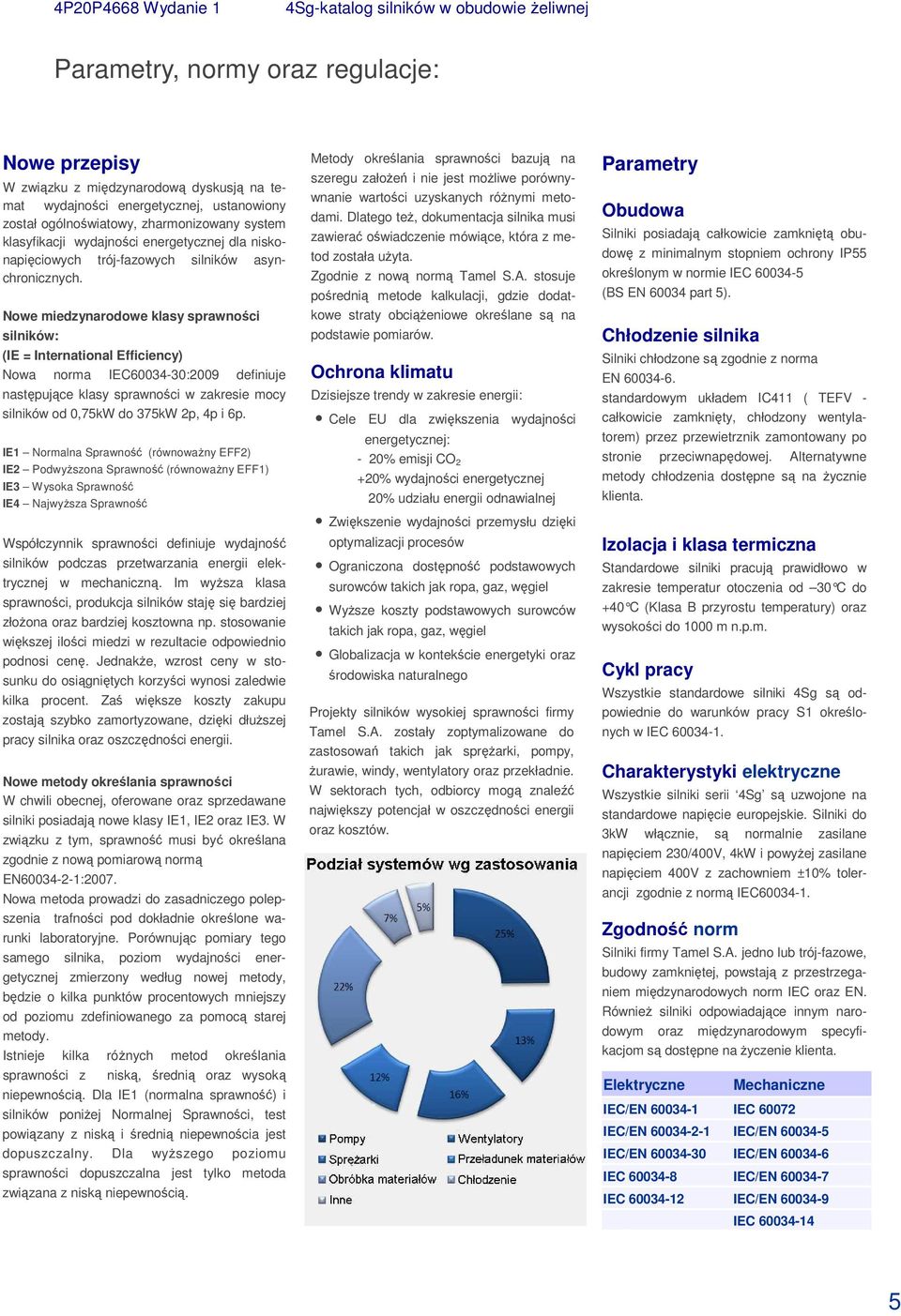 Nowe miedzynarodowe klasy sprawności silników: (IE = International Efficiency) Nowa norma IEC60034-30:2009 definiuje następujące klasy sprawności w zakresie mocy silników od 0,75kW do 375kW 2p, 4p i