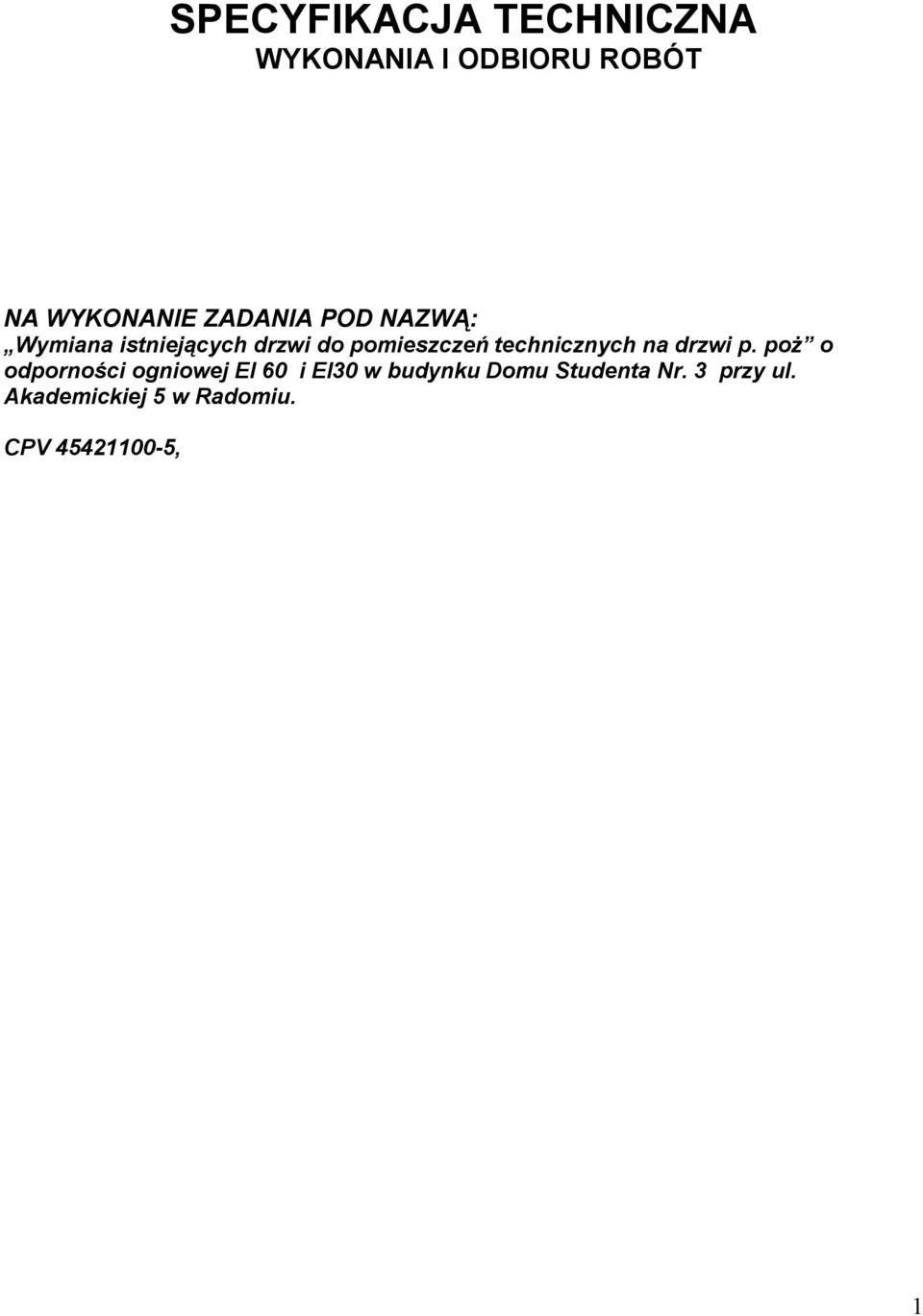 technicznych na drzwi p.