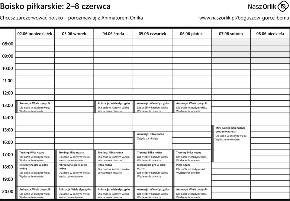 06 czwartek 06.06 piątek 07.06 sobota 08.