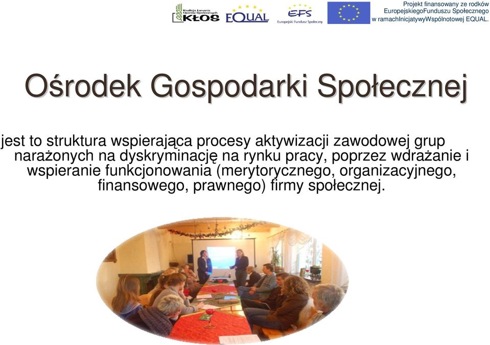 na rynku pracy, poprzez wdrażanie i wspieranie funkcjonowania
