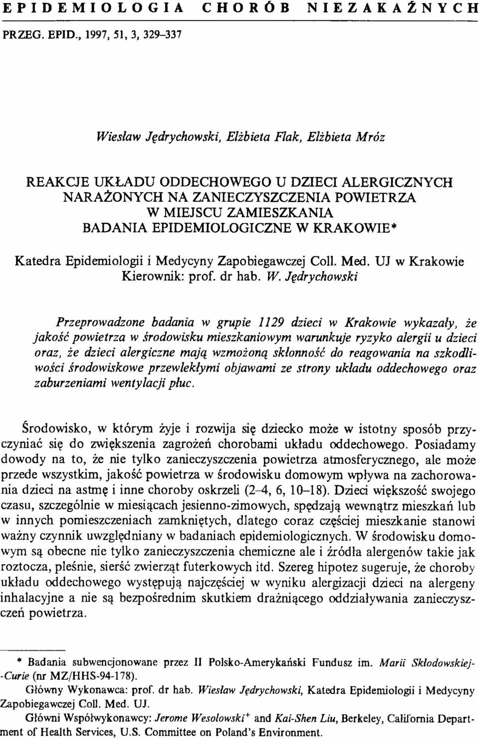 EPIDEMIOLOGICZNE W 
