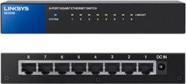 Przełączniki niezarządzalne (metalowe) serii LINKSYS SE3000 (SOHO): Ilość portów 10/100/1000 Mbps Rodzaj zasilania Typ montażu SE3005 SE3008 SE3016 SE3024 5 portów 8 portów 16 portów 24 porty