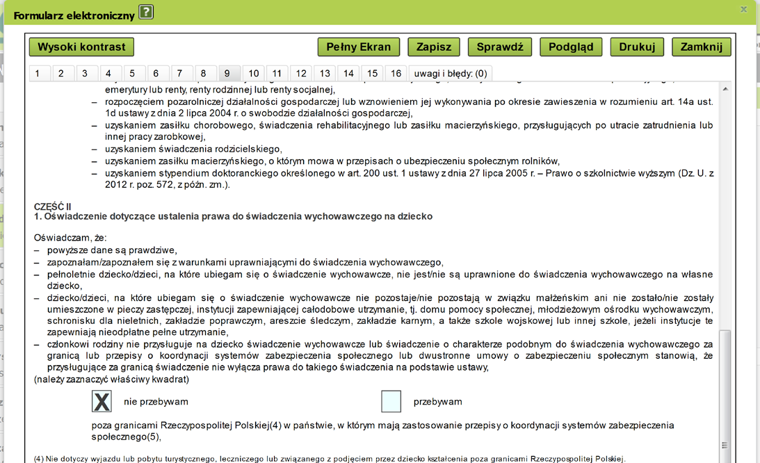 12 W części 7.3 udzielasz informacji na temat sytuacji związanych z uzyskaniem lub utratą dochodu.
