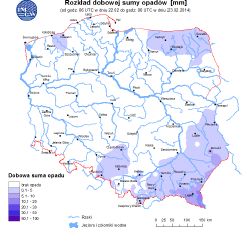 Dobowa suma opadów Ostrzeżenia hydrologiczne BRAK Tabela pogotowia/alarmu przeciwpowodziowego na terenie woj.