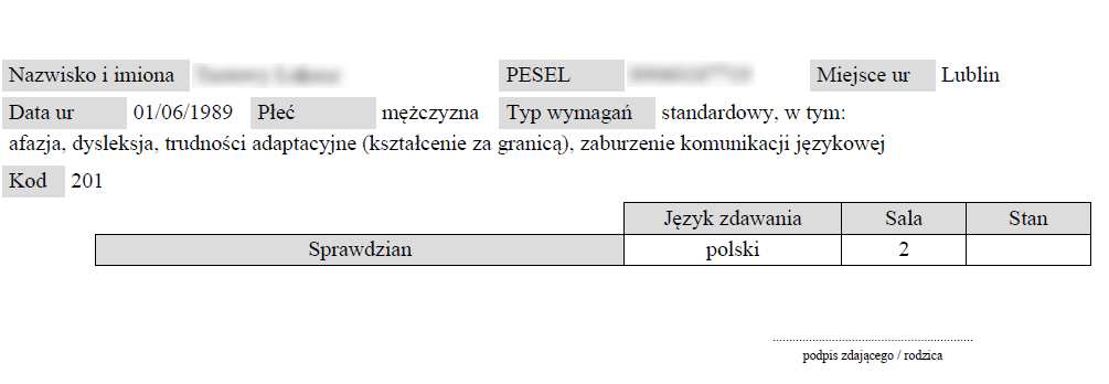 Dyrektor szkoły sprawdza poprawność wszystkich danych zdających przekazywanych Okręgowej Komisji Egzaminacyjnej.