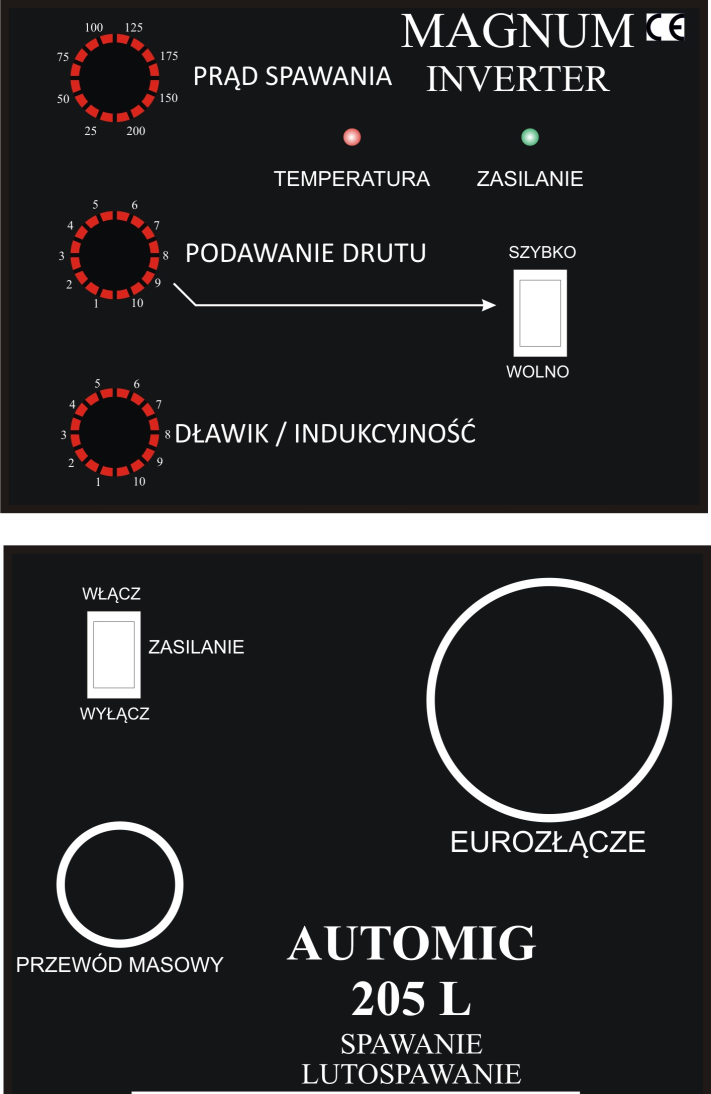 Przy prądach minimalnych potencjometr indukcyjności powinien być maksymalnie skręcony w prawo (ok.10). W miarę zwiększania prądu przekręcamy go w lewo, przy prądzie maksymalnym skręcamy na minimum.