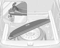 86 Schowki Otwieranie rolety Demontaż rolety Pociągnąć uchwyt na końcu rolety do tyłu i w dół. Osłona zwinie się automatycznie. Otworzyć roletę.