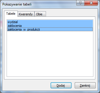 ĆWICZENIE 5 Kwerendy wybierające i krzyżowe.