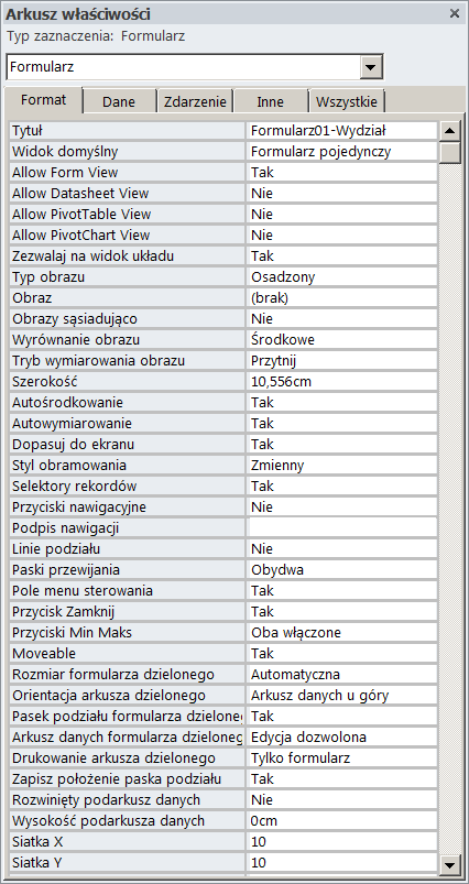 3. W analogiczny sposób dodaj pozostałe przyciski (przejście do poprzedniego/pierwszego/ostatniego/nowego rekordu).