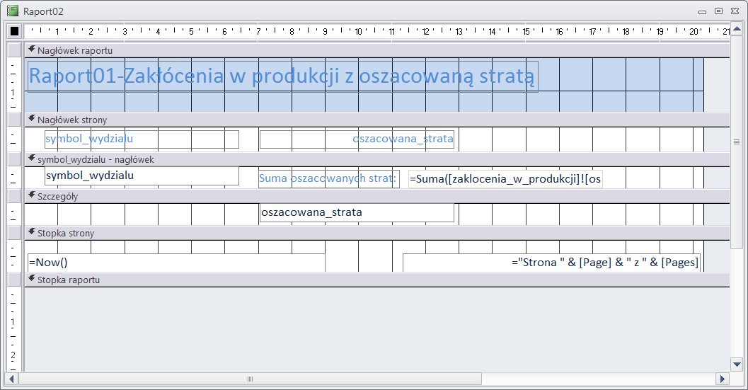 5. Zmodyfikuj etykietę nagłówka raportu oraz etykietę tekstową dodanego