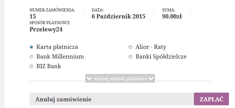 2.2.1 Użyj graficznej listy metod płatności Dzięki tej opcji Partner otrzymuje możliwość wyboru sposobu prezentacji metod płatności.