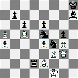 1310.Gambit hetmański [D24] Moskwa 1949 1950 Rudenko (ZSRR) Benini (Włochy) 1.d4 d5 2.Sf3 Sf6 3.c4 dc4 4.Sc3 Dokładniejsze jest 4.e3 4 a6 5.a4 Gf5 Czarne chcą sprowadzić grę do obrony słowiańskiej.