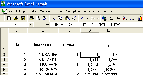 Rys. 6. Obliczanie nowej współrzędnej y Drugie zadanie Para słów było zadaniem typowo programistycznym. Było ono w większości pomijane przez maturzystów.