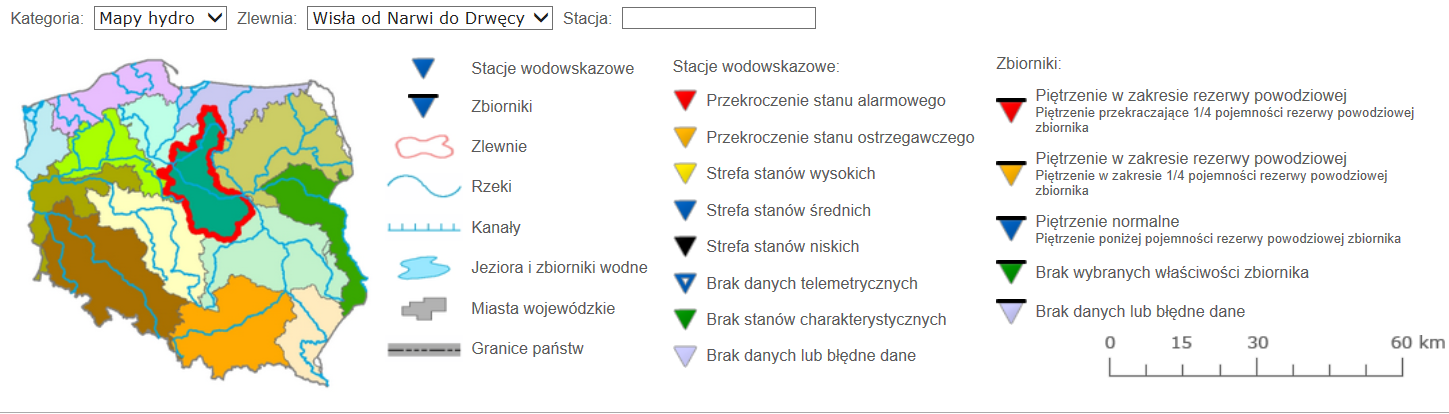 powyżej stanu alarmowego); Chełmno 660 (30 cm powyżej stanu alarmowego); Grudziądz 640 cm (10 cm poniżej stanu alarmowego). W Tczewie stany alarmowe pojawią się 24.05.