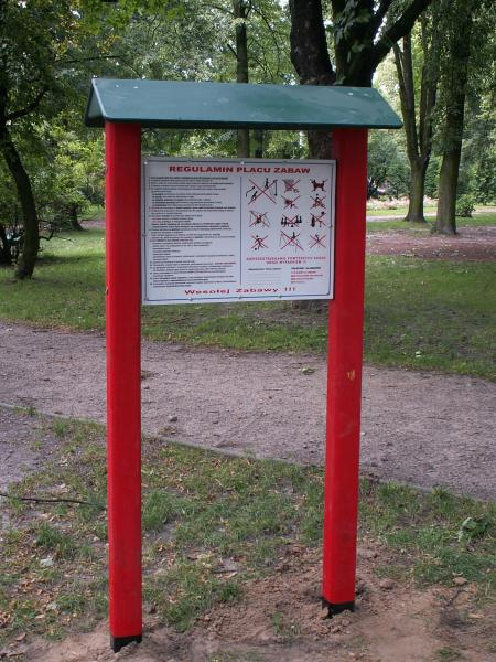 gwarancja minimum 2 lata Rysunek poglądowy TABLICA REGULAMINOWA - 1 szt.