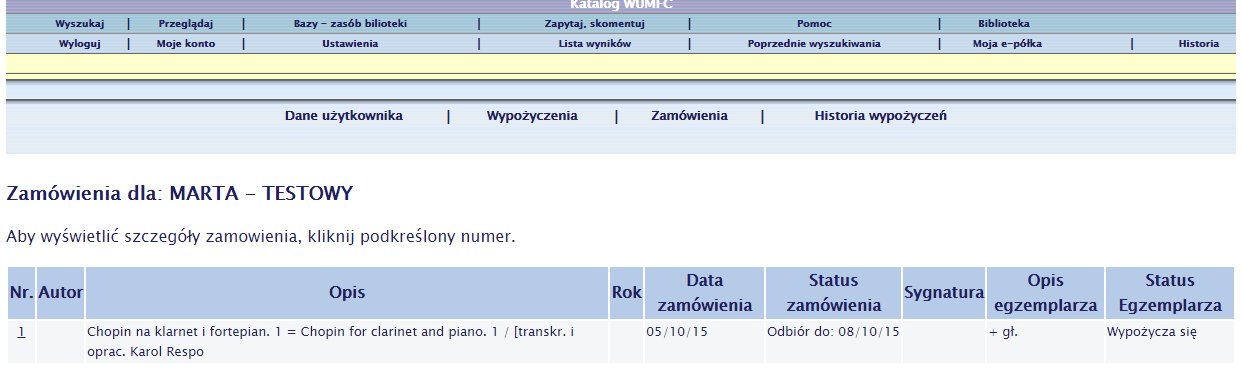 Zamówione materiały należy odebrać w wypożyczalni w ciągu 3 dni od daty realizacji zamówienia przez bibliotekę.