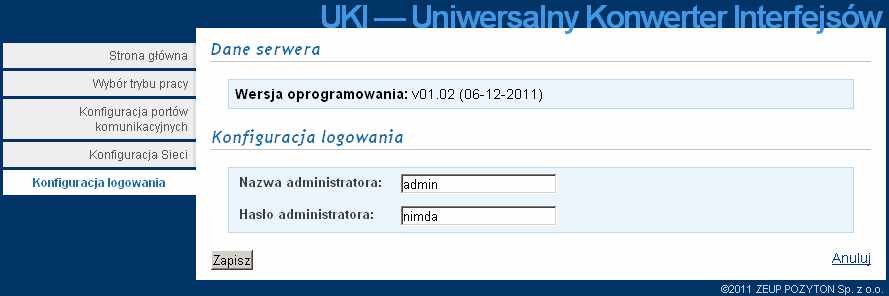 4.1.3. Konfiguracja sieci Po przejściu na zakładkę Konfiguracja sieci (Rys.