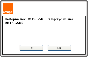 Jeśli zostanie kliknięty: przycisk - połączenie transmisji danych w sieci CDMA zostanie automatycznie zamknięte, a następnie zostanie zestawione połączenie transmisji danych w sieci UMTS/GSM.