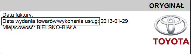 3. Modyfikacje w zakresie zmian w VAT od 2013 r umieszczenie na fakturach zapisu Data wydania towarów/wykonania usług.