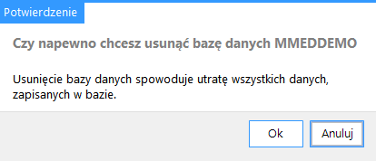 Tryb serwisowy instalatora 3. W kolejnym oknie zostanie wyświetlona lista istniejących baz danych i działań administracyjnych, jakie można na nich wykonać.