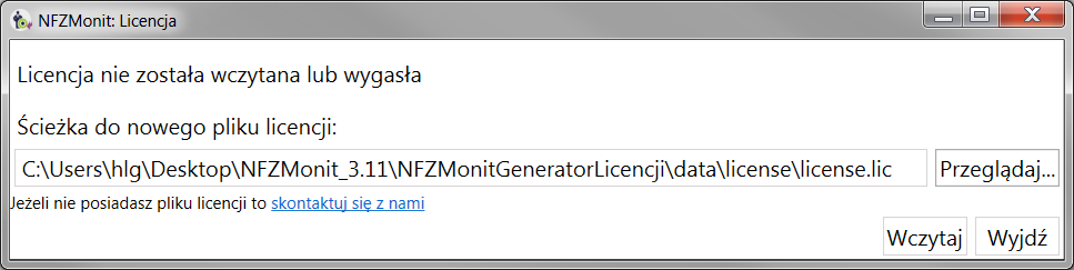 3. Gdyby wcześniej był uruchomiony program NFZMonit i licencja wygasła usuwamy poprzednią licencję plik license.lic w katalogu C:\ProgramData\Infoklinika\NFZMonit 4.