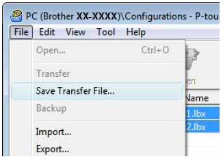 2 Wybierz szablon etykiety, który chcesz rozesłać. Możliwe jest zaznaczenie wielu szablonów etykiet. 3 Kliknij [File] - [Save Transfer File].