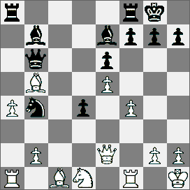 66.Obrona hetmańsko indyjska [E11] GM Smysłow (ZSRR) Prameshuber (Austria) 1.c4 Sf6 2.g3 e6 3.Gg2 d5 4.Sf3 Ge7 5.0 0 0 0 6.d4 c6 7.Hc2 b6 8.Gf4 Gb7 9.Wd1 Sbd7 10.Se5 Hc8 11.Sc3 Se5 12.de5 Sd7 13.