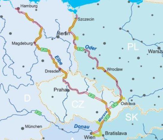 Pasmo rozwojowe wzdłuż Rzeki Odry Umiejscowienie znacznego obszaru Aglomeracji Opolskiej w paśmie rozwojowym rzeki Odry jasno określa pożądany kierunek rozwoju przestrzennego Aglomeracji, zwiększa