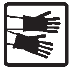 Międzynarodowe umowne znaki ostrzegawcze (piktogramy) Używaj fartucha ochronnego Używaj kombinezonu ochronnego