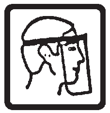 Międzynarodowe umowne znaki ostrzegawcze (piktogramy) Chroń twarz/używaj ekranu