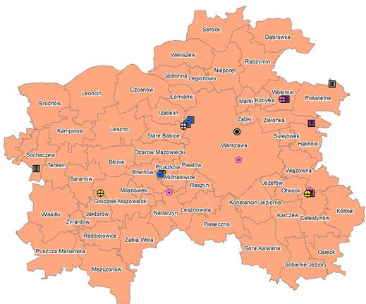 Region centralny RIPOKi Instalacje do przetwarzania odpadów zmieszanych: 1. Warszawa, ul. Zabraniecka 2 MPO Sp. z o. o. (ITPOK) 2. Warszawa, ul. Wólczyńska 249 BYŚ W. Byśkiniewicz 3.