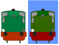 Sygnał Pc 5 Oznaczenie końca pociągu lub innego pojazdu kolejowego (dzienny: dwie tarcze prostokątne o powierzchniach odblaskowych, podzielone na cztery trójkąty, z których górne i dolne są czerwone,