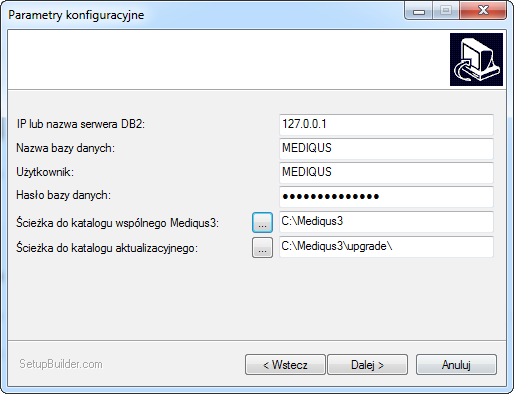 Jeśli Użytkownik zna adres Serwera Mediqus może wpisać go ręcznie wpisując w żółte pole. Wybór należy potwierdzić za pomocą przycisku Wybierz serwer DB2, który jest serwerem Mediqus.
