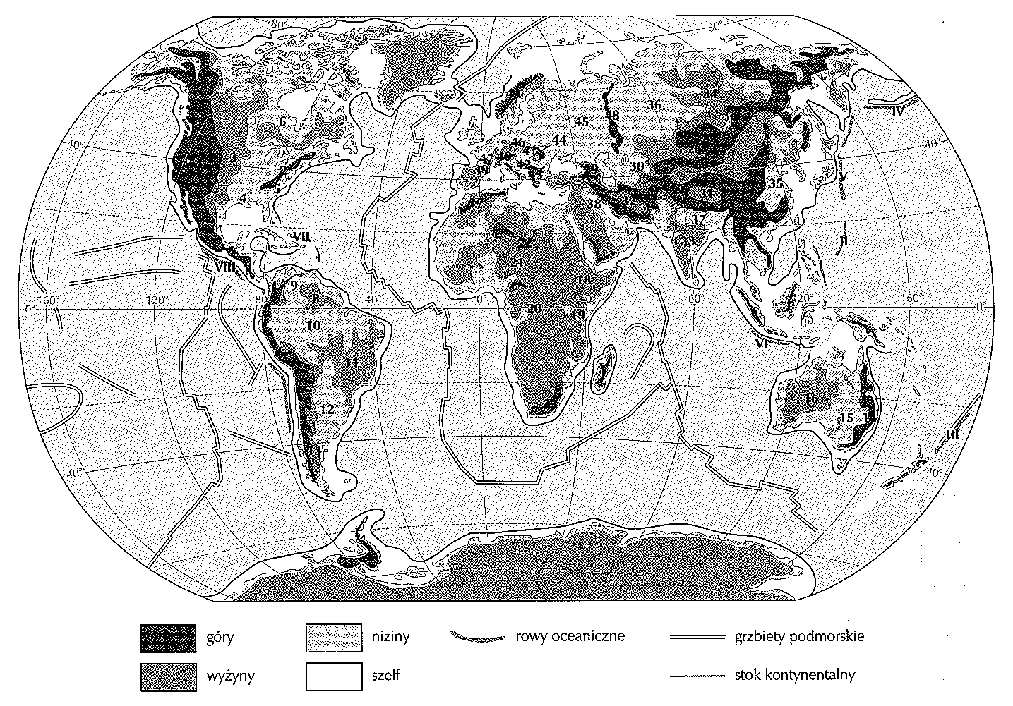 Zad. 20 (0 4 p) Na podstawie poniższej mapki rozpoznaj krainy geograficzne w Ameryce.