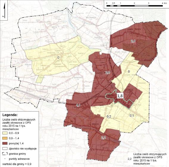 Rysunek 5. Liczba osób otrzymujących zasiłki stałe (lewa strona) oraz zasiłki okresowe (prawa strona) na 1 tys.