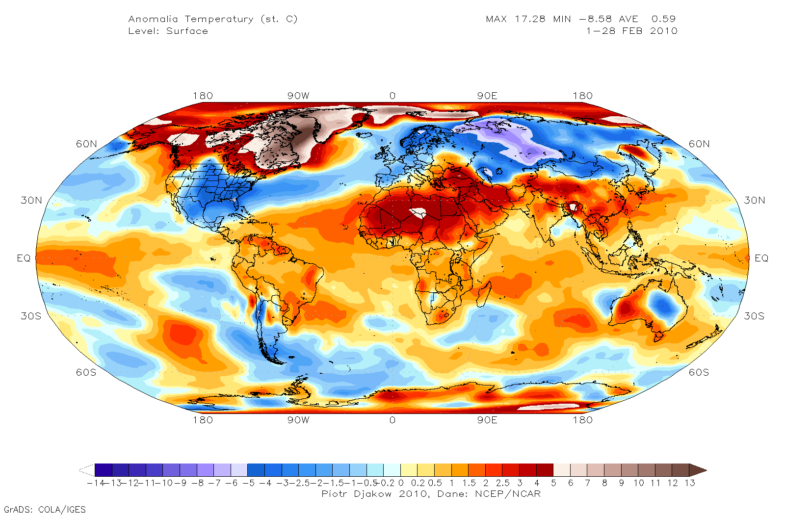 Anomalia temperatury na świecie.