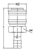 Szybkozłącza NW 7,2 - NW 7,8 sta szachetna Ciśnienie robocze [bar]: Materiał korpusu: Sta szachetna 1.