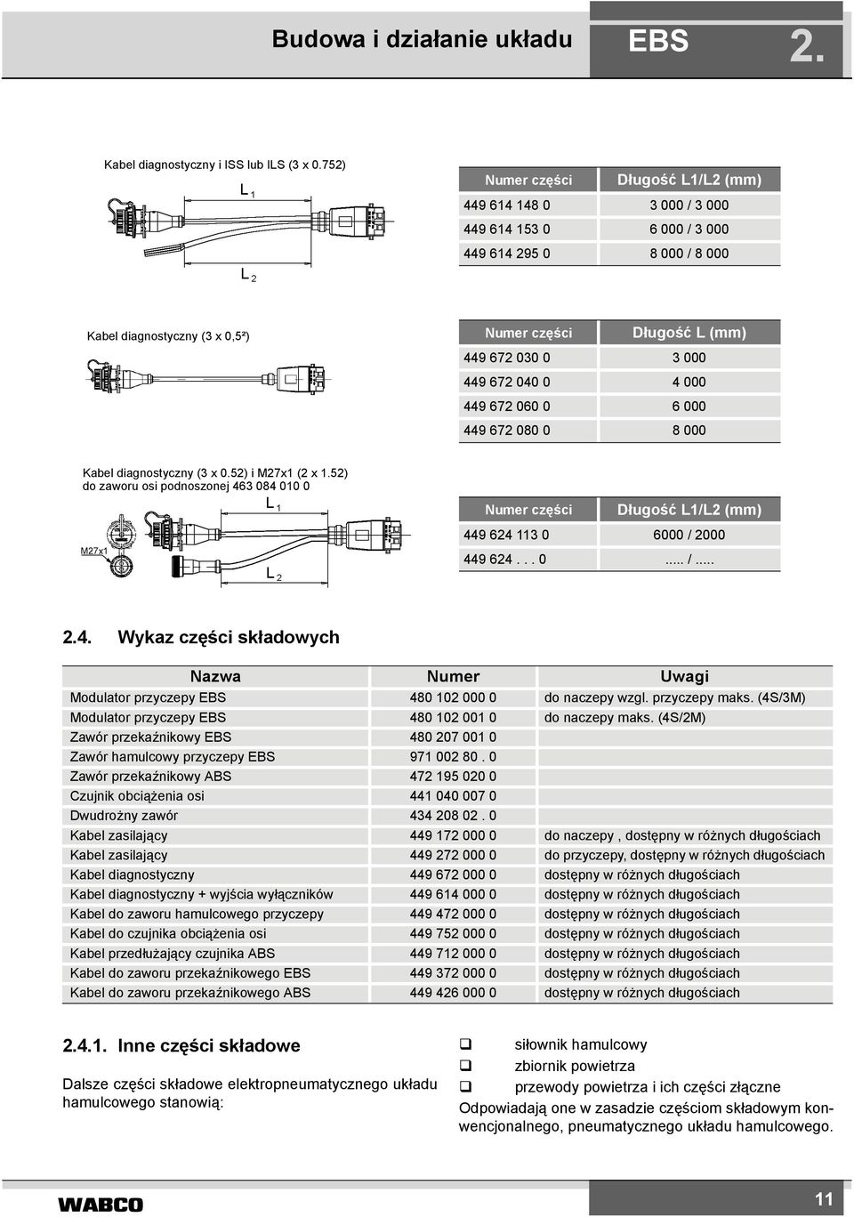449 672 040 0 4 000 449 672 060 0 6 000 449 672 080 0 8 000 Kabel diagnostyczny (3 x 0.52) i M27x1 (2 x 1.