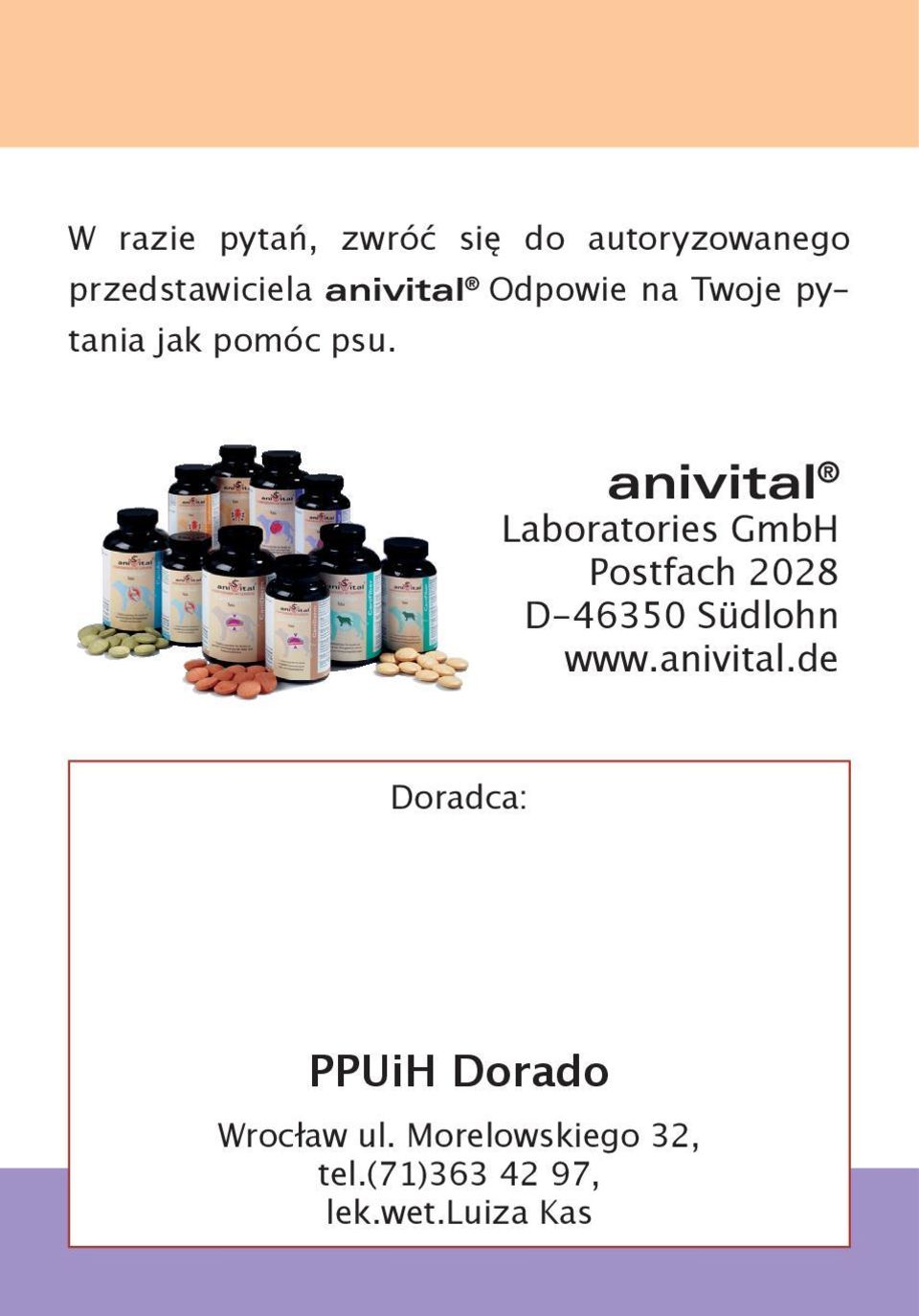 anivital Laboratories GmbH Postfach 2028 D-46350 Südlohn www.