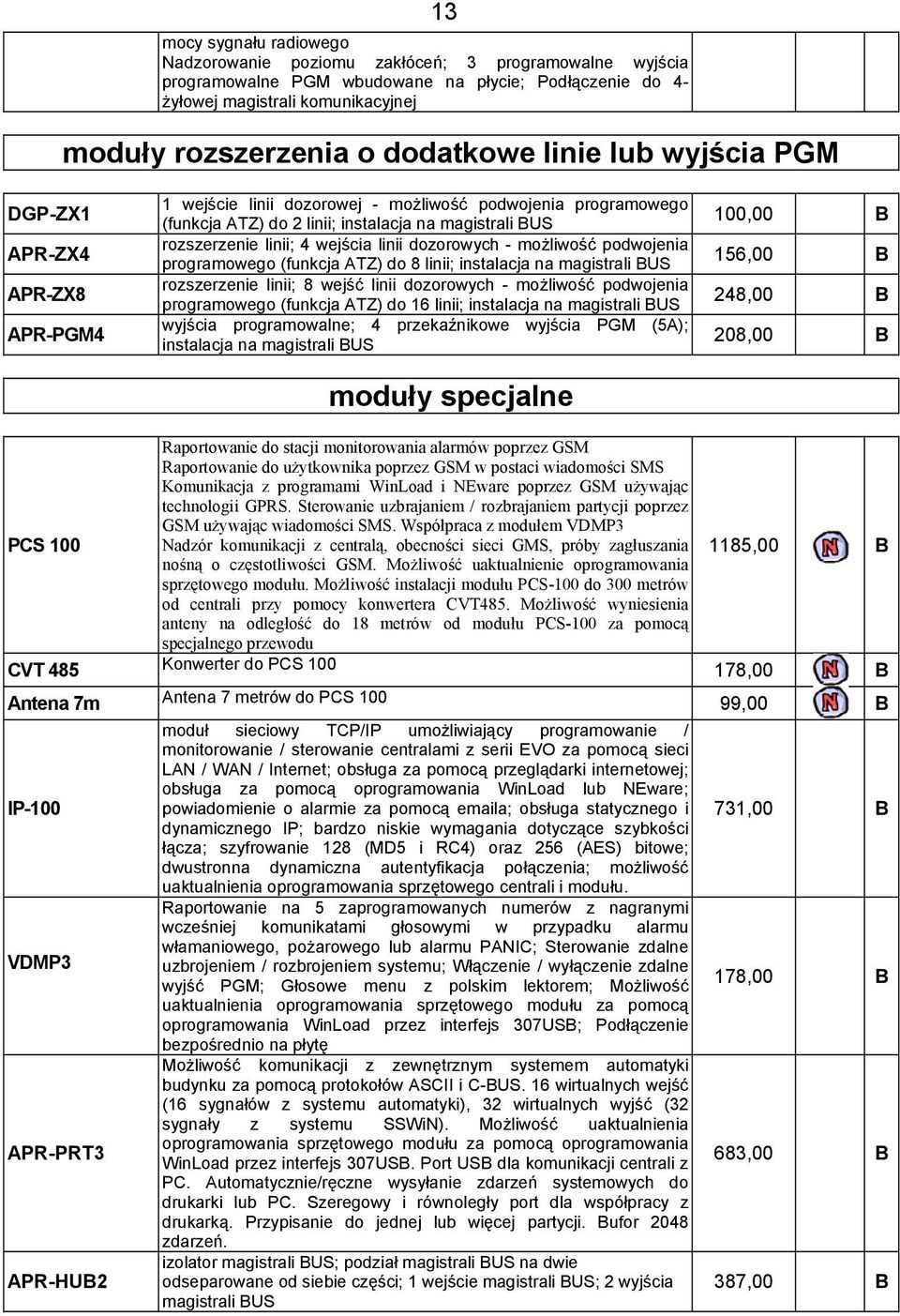 linii; 4 wejścia linii dozorowych - możliwość podwojenia programowego (funkcja ATZ) do 8 linii; instalacja na magistrali BUS rozszerzenie linii; 8 wejść linii dozorowych - możliwość podwojenia
