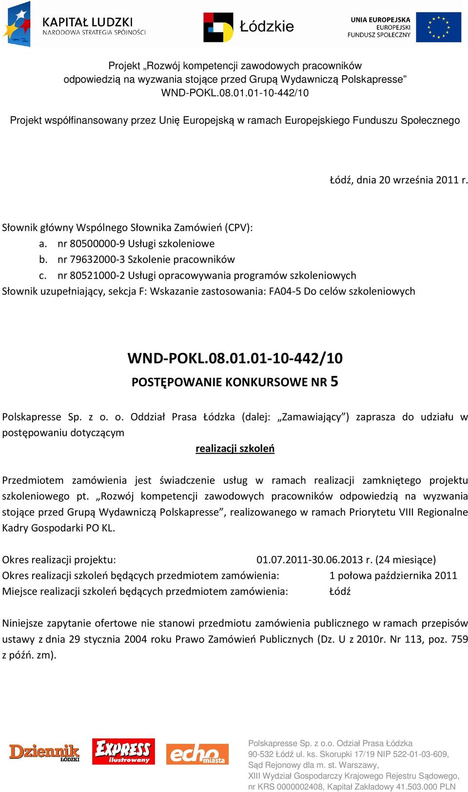 nr 80521000-2 Usługi op