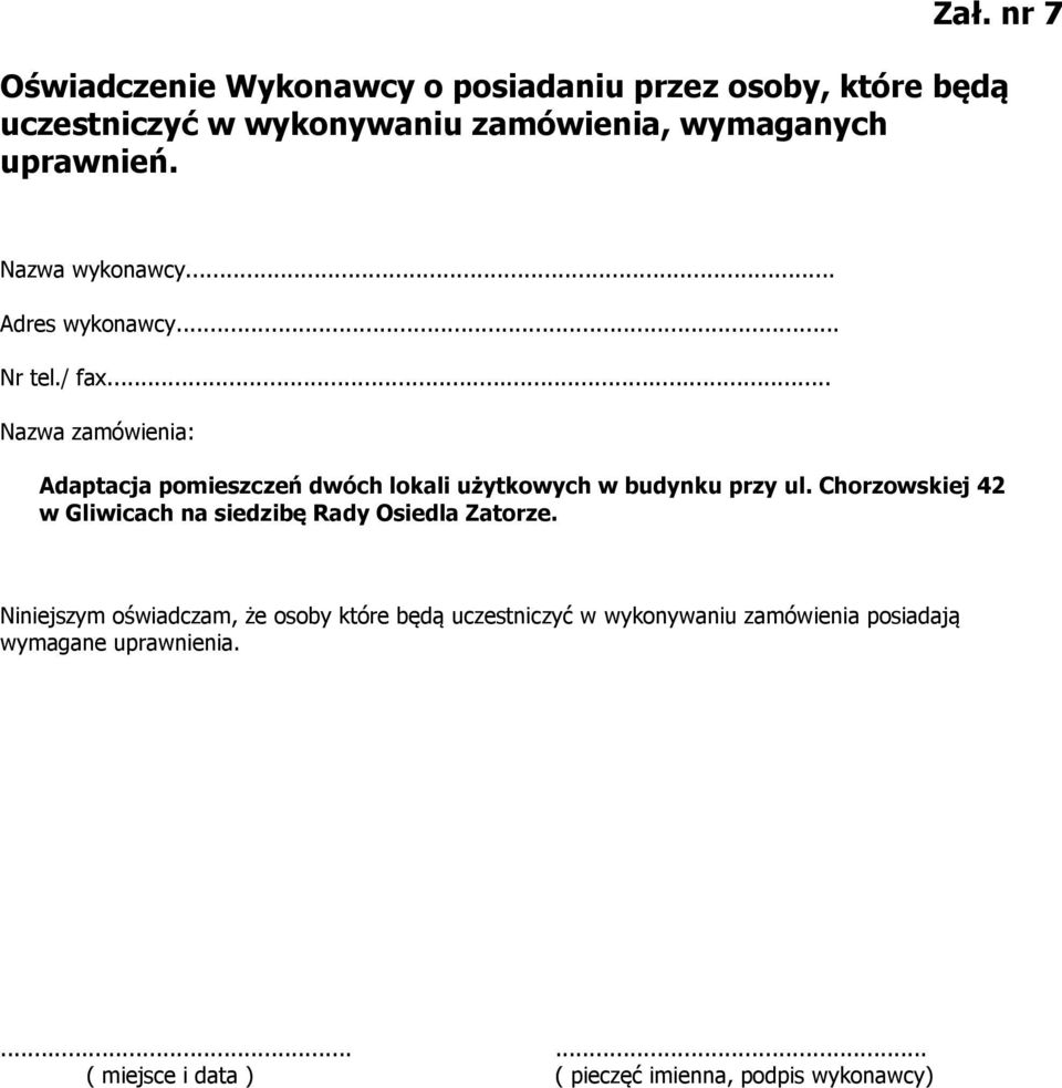 .. Nazwa zamówienia: Adaptacja pomieszczeń dwóch lokali użytkowych w budynku przy ul.