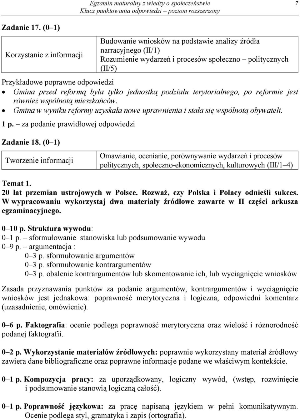 jednostką podziału terytorialnego, po reformie jest również wspólnotą mieszkańców. Gmina w wyniku reformy uzyskała nowe uprawnienia i stała się wspólnotą obywateli. 1 p.