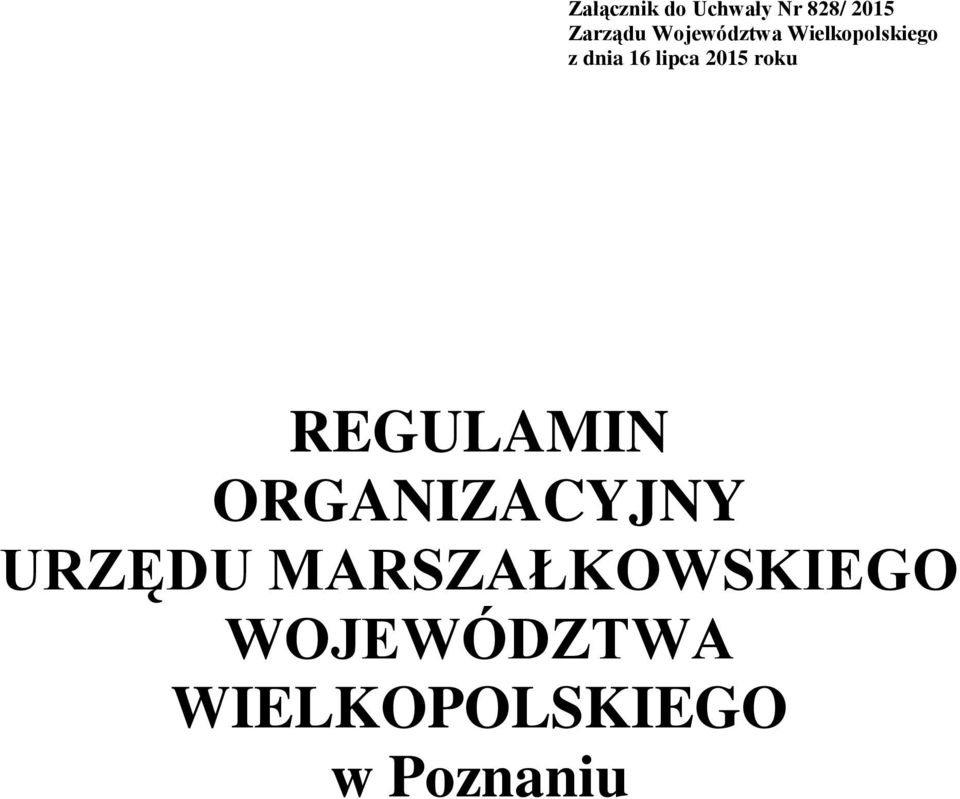 2015 roku REGULAMIN ORGANIZACYJNY URZĘDU